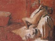 Edgar Degas Lady toweling off her body after bath France oil painting artist